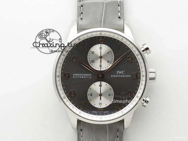 MIROTIME 0312 Unique Portuguese IW3714 Diam ZF V2 1:1 Best Edition Gray Dial On Brown Leather Strap A79350 (Slim Movement) 7250